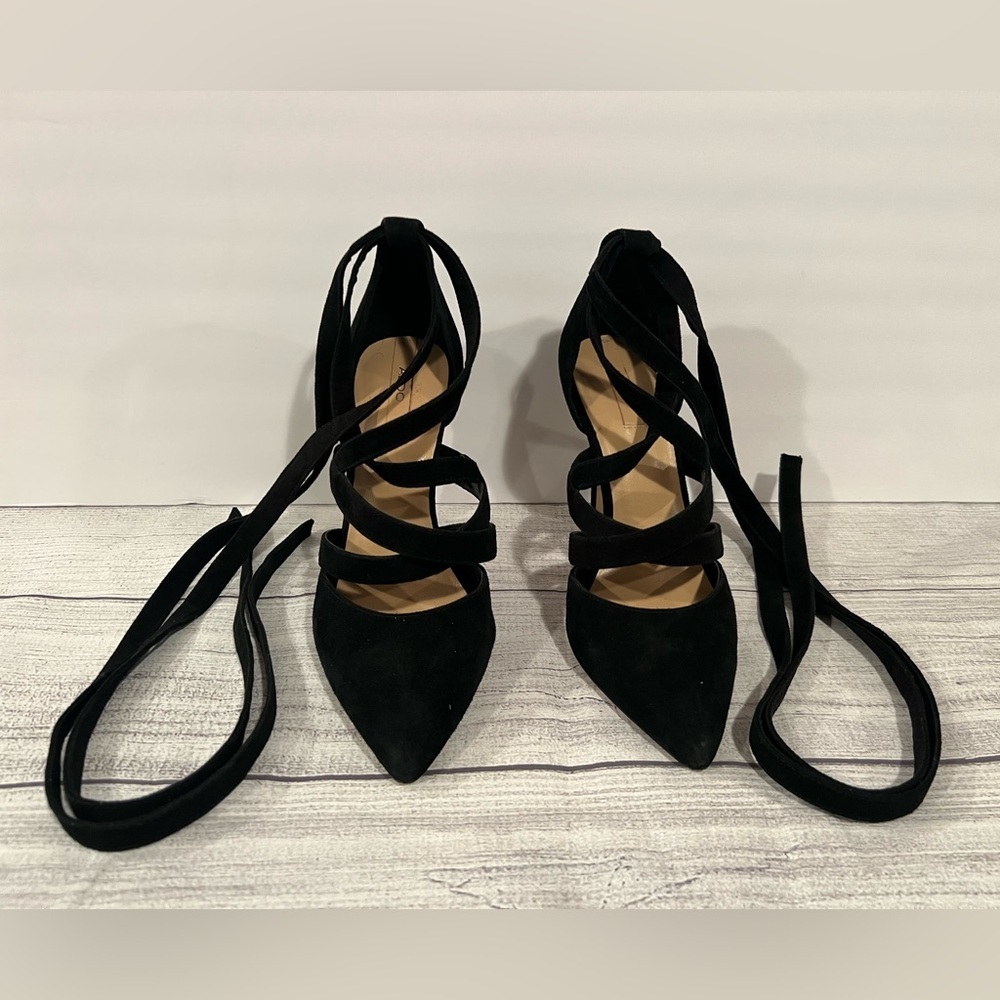 ALDO Black Suede Stiletto Heels with Straps/size 6 - Picture 5 of 14
